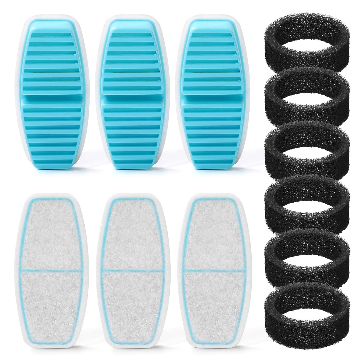 FOFNON filter-pack close-up showing six filters and six sponges for clean water.