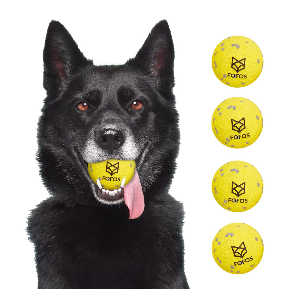 FOFOS Dog Balls 4Pack front view, durable chews for aggressive chewers
