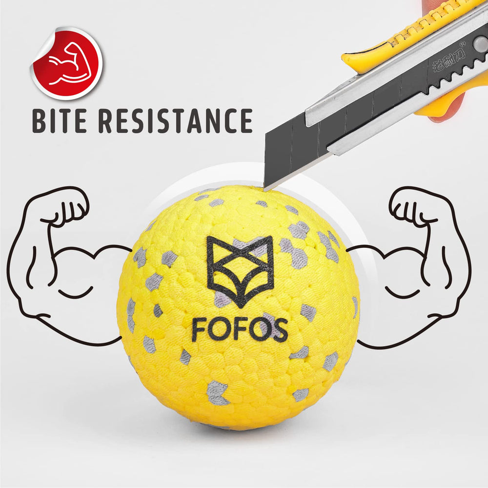 FOFOS Dog Balls textured surface closeup, massages gums during chewing