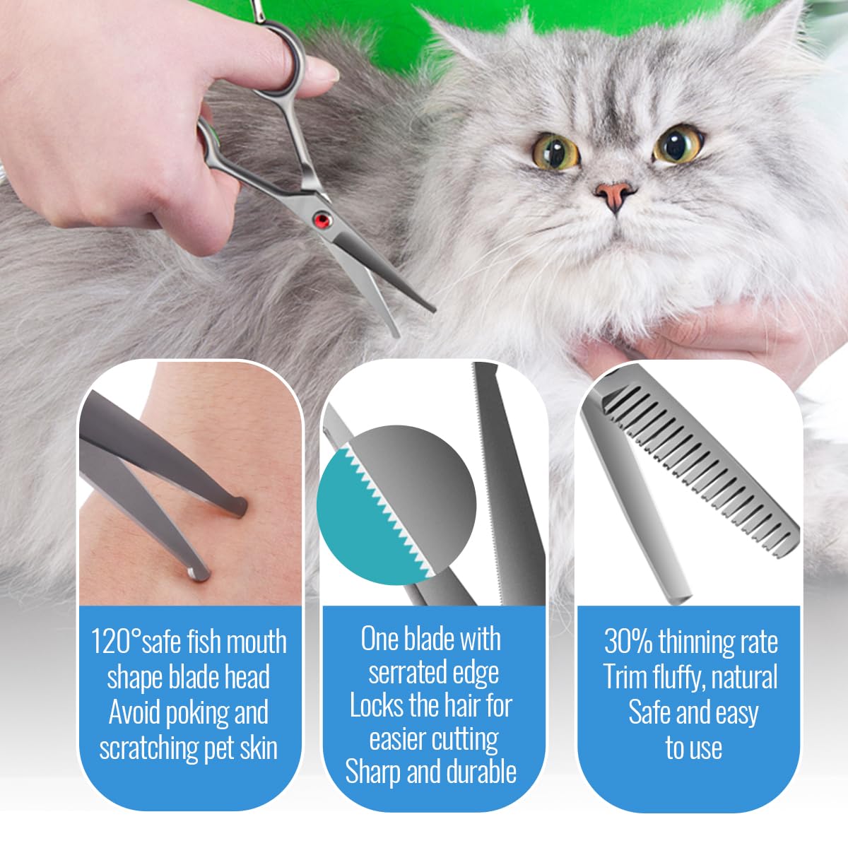 FOGOSP 4.5-inch thinning dog grooming scissors kit shown together for versatile trimming.