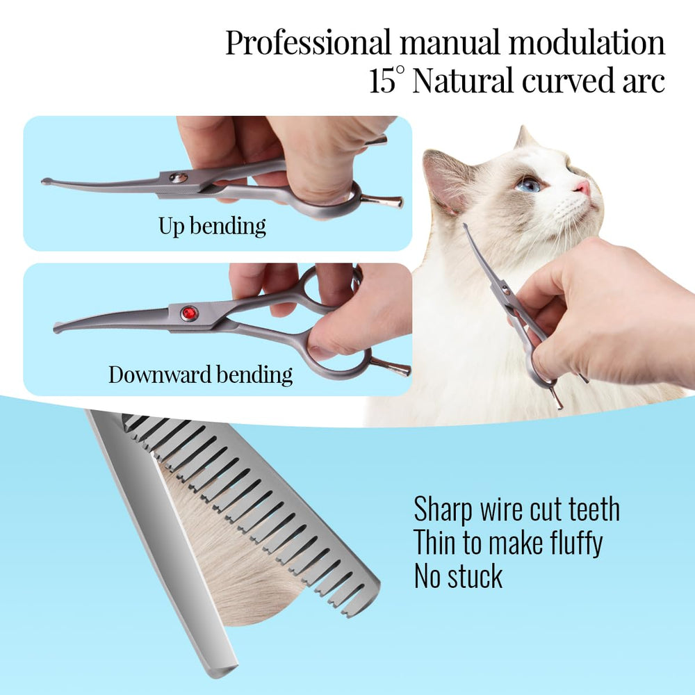 FOGOSP ergonomic handle on dog grooming scissors highlighting comfortable grip.