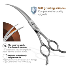 FOGOSP curved scissors ergonomic handle for comfortable, long grooming sessions