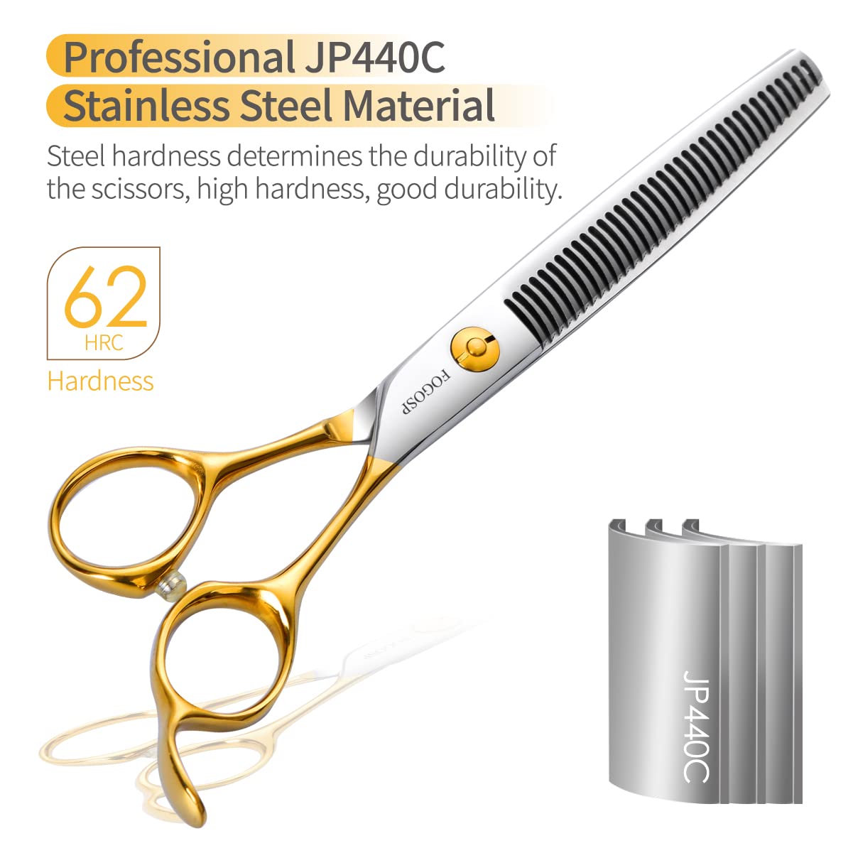 FOGOSP tijeras doradas profesionales para grooming de mascotas.