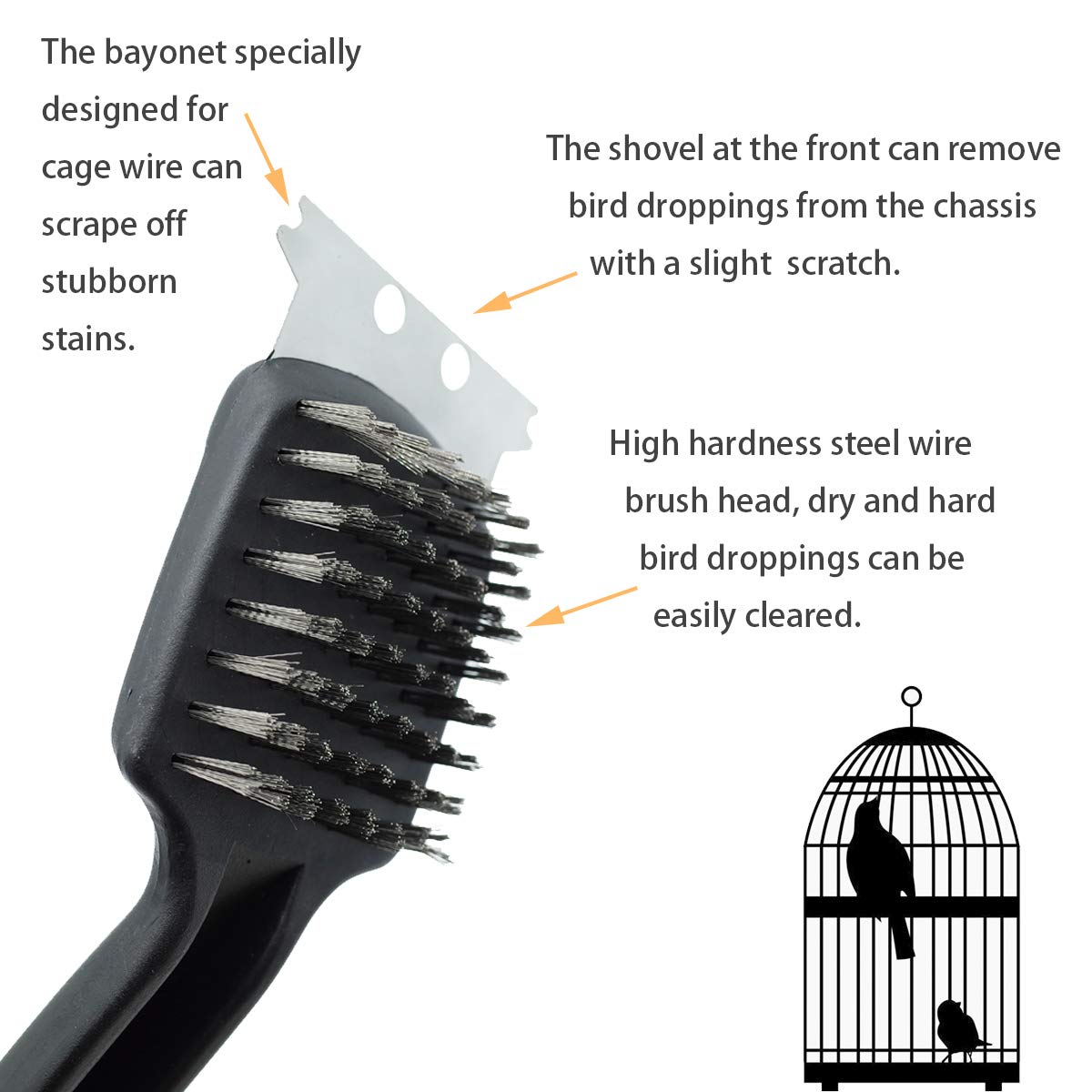 FOIBURELY parrot cage brush for quick, thorough cage maintenance
