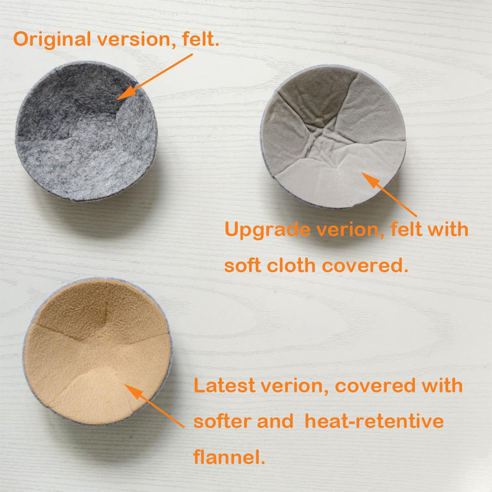 foiburely wool felt texture image emphasizes warmth and breathability of the nest cushion.