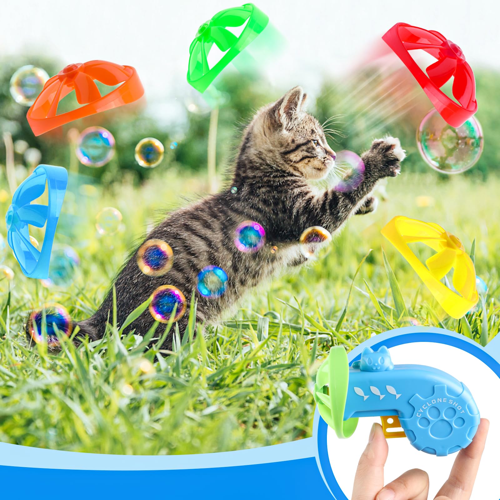 FOIMAS cat fetch toy propellers setup enables quick assembly for spontaneous play