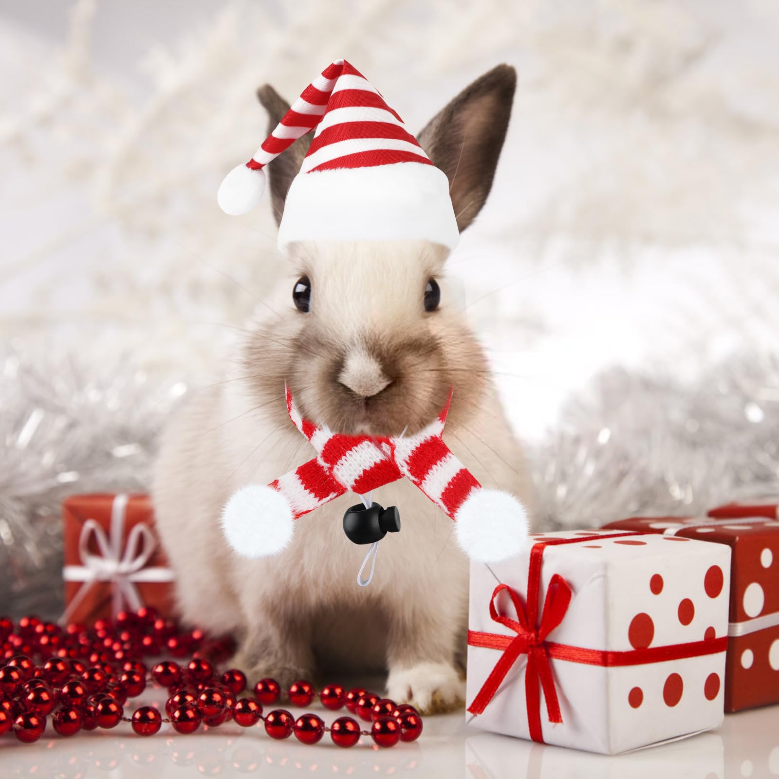 FOIMAS Christmas Pet Hat Set compatible with chickens, hamsters, rabbits and more