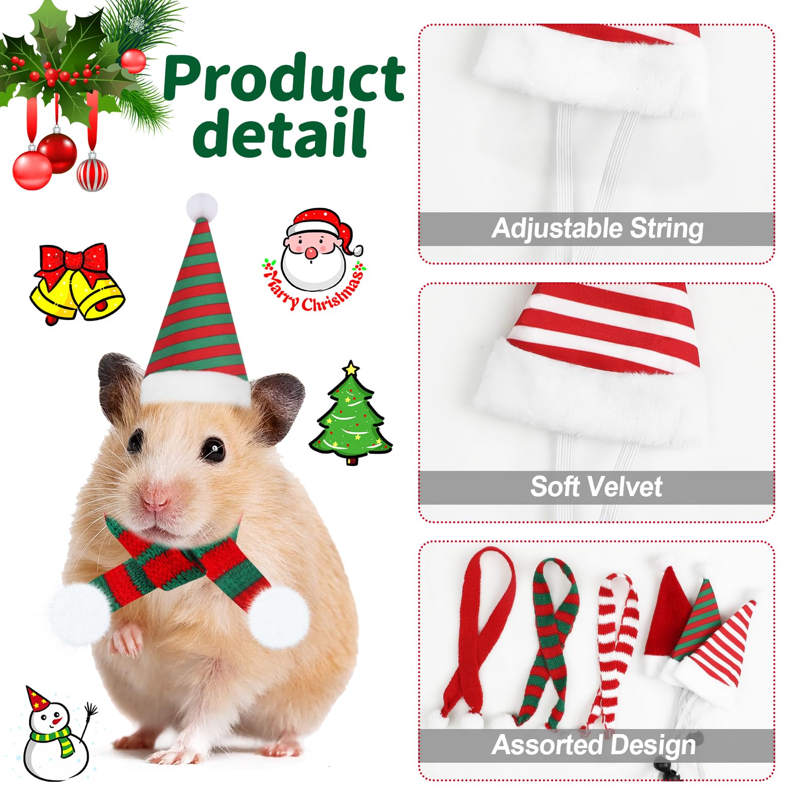 FOIMAS Christmas Pet Hat Set velvet-soft material is gentle on fur