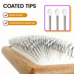 Fokauiwo air cushion grooming brush reduces tugging during brushing sessions.
