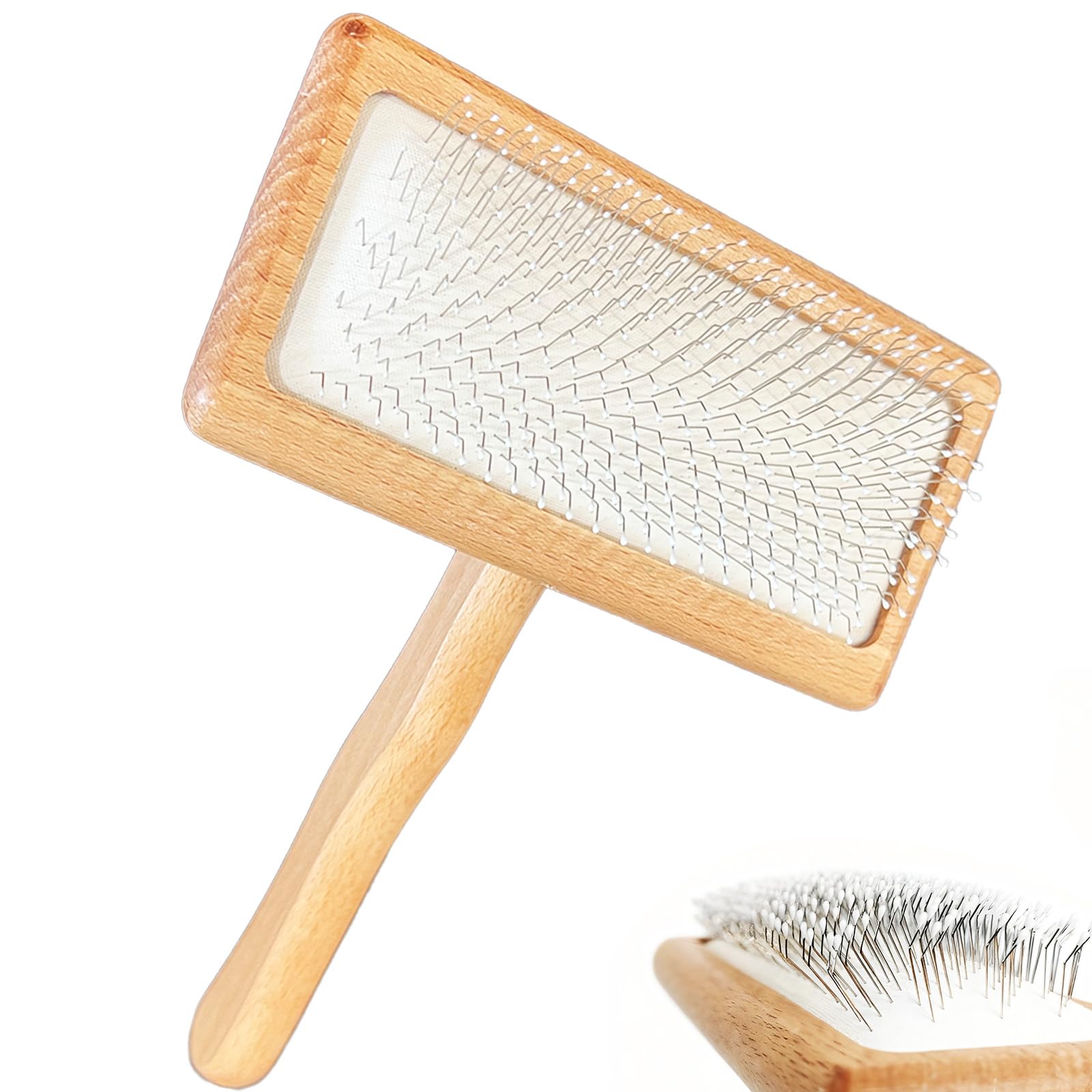 Fokauiwo dog slicker brush with rounded tips for gentle detangling on sensitive skin.