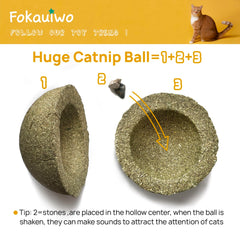 Fokauiwo extra-large catnip ball packaging emphasizes size and natural formula.