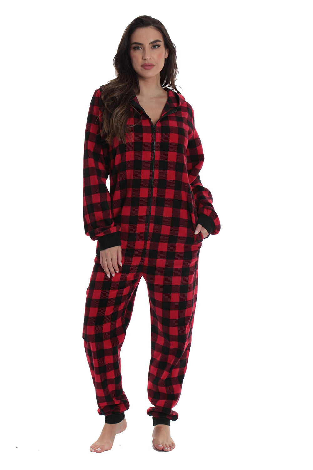 Followme buffalo plaid dog jacket back view, emphasizing warm, stylish outdoors.