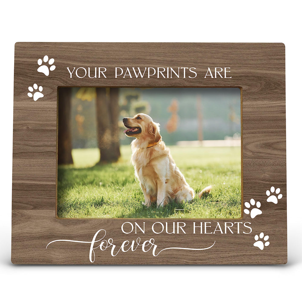 FONDCANYON pawprints memorial frame front view shows durable wood and warm home decor.
