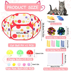 Fooind Cat Ball Pit with 200 pom-poms ready for interactive hunting fun