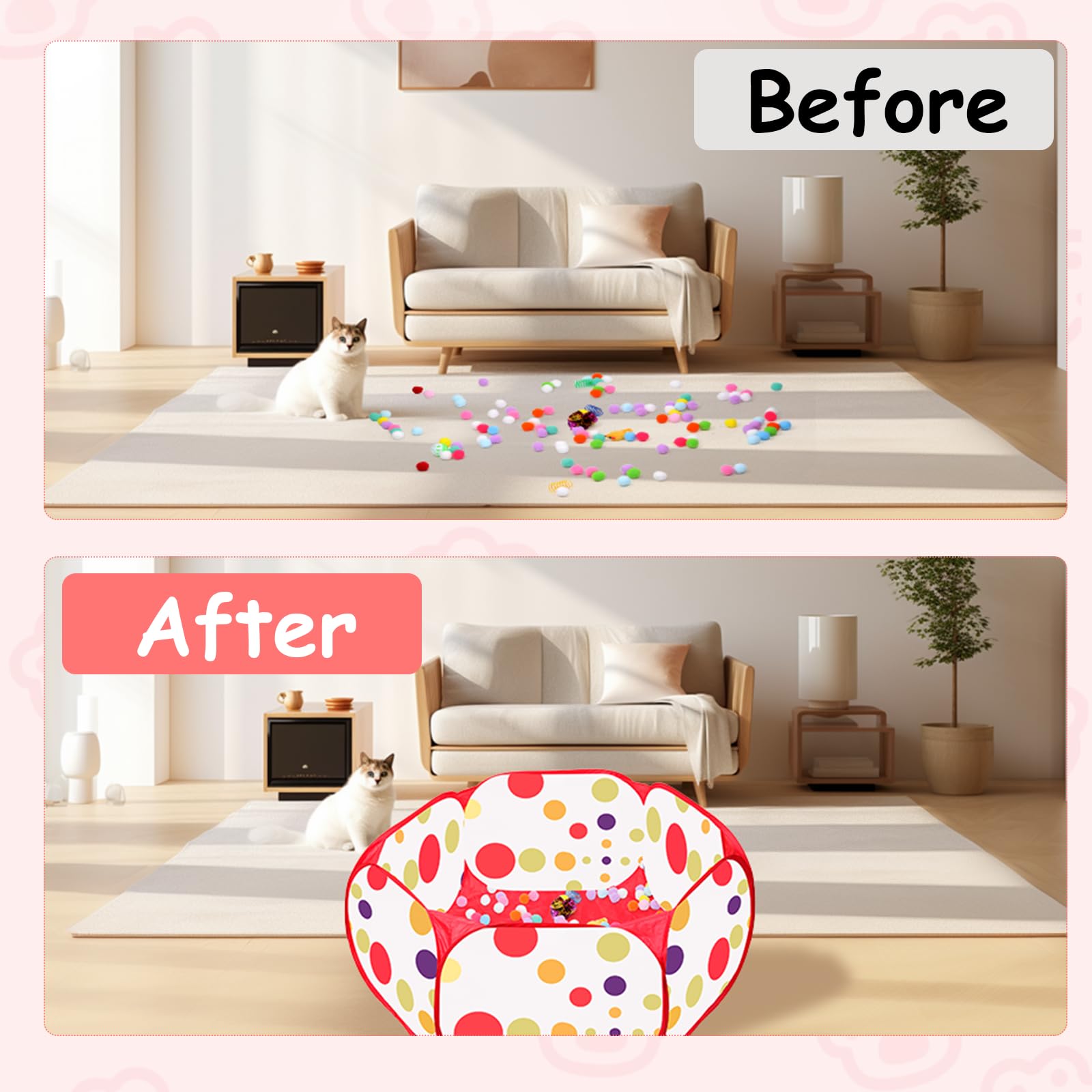 Fooind Cat Ball Pit foldable storage bag for tidy toy organization