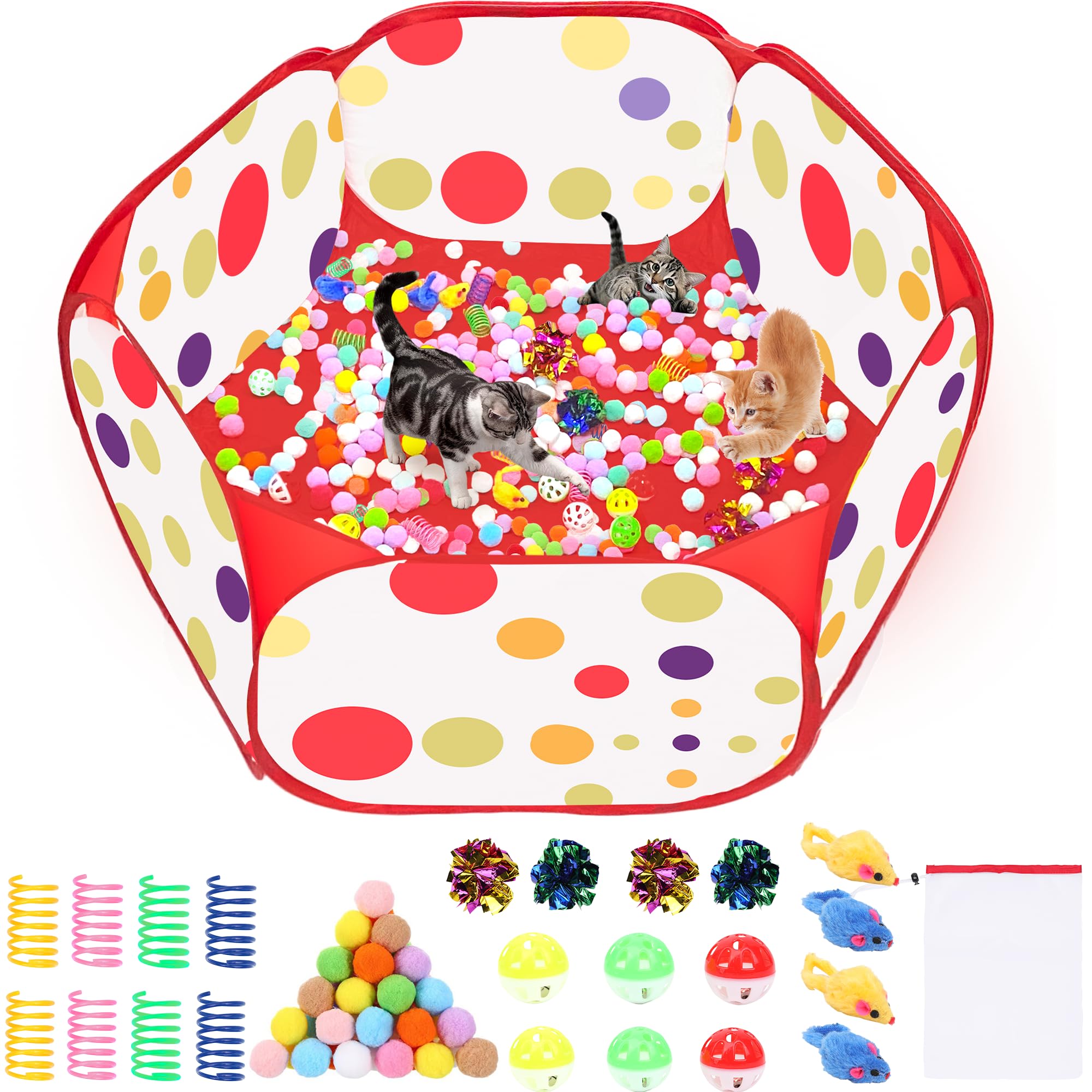 Fooind Cat Ball Pit assembled for safe indoor play and active exercise