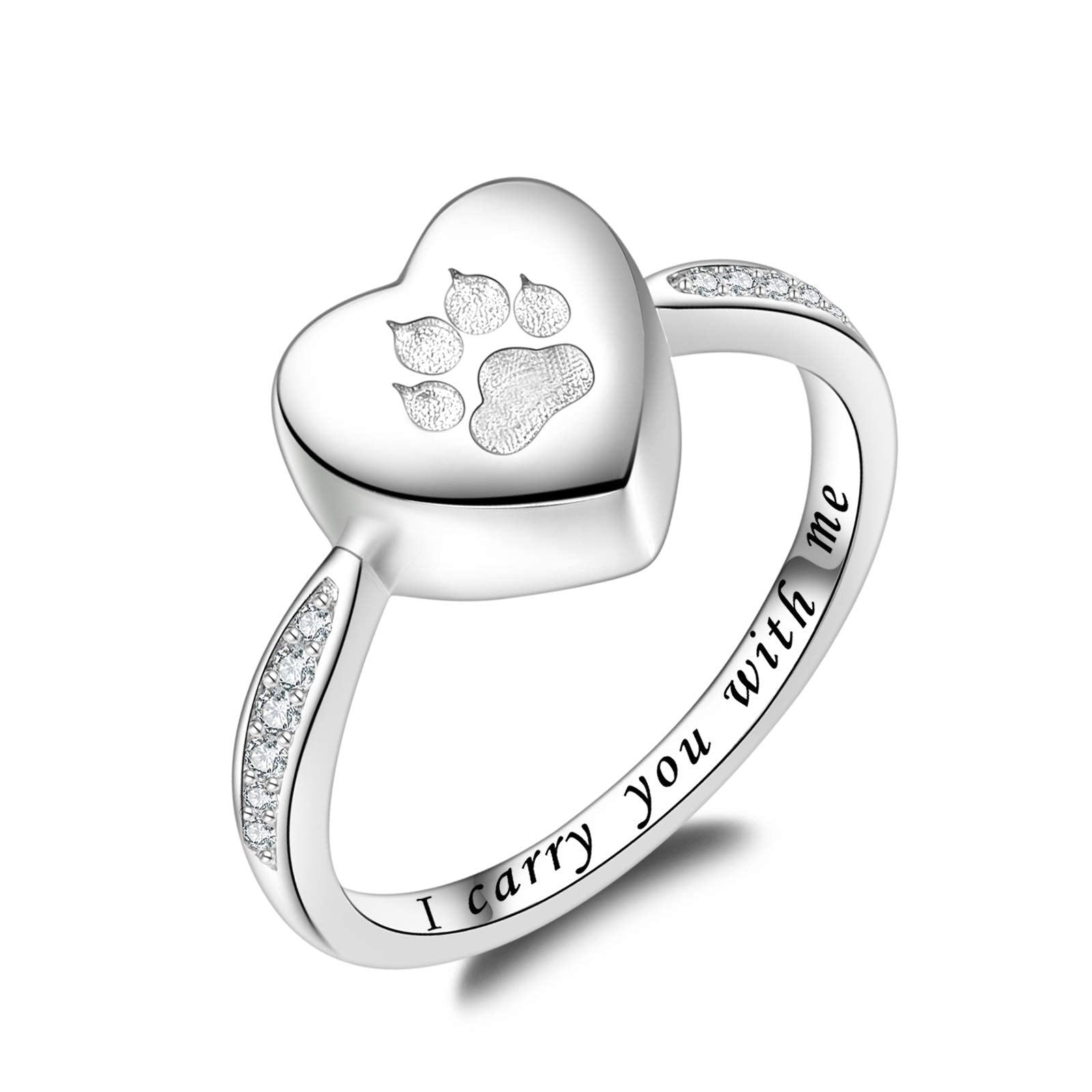 Fookduoduo 925 silver paw print urn ring—close-up of durable finish for daily remembrance