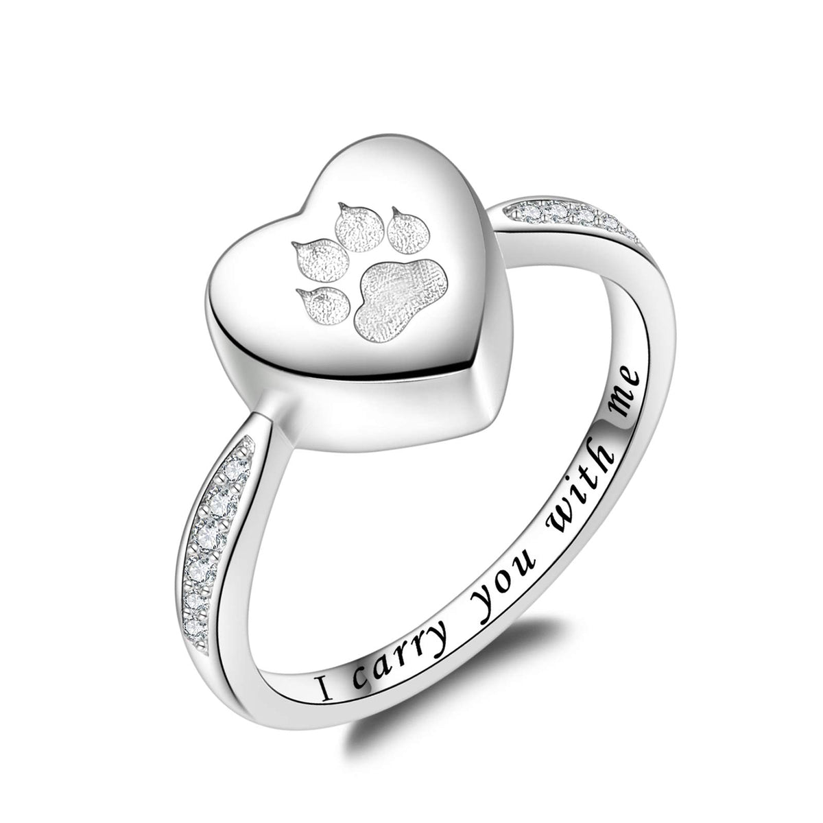 Fookduoduo 925 silver paw print urn ring—close-up of durable finish for daily remembrance