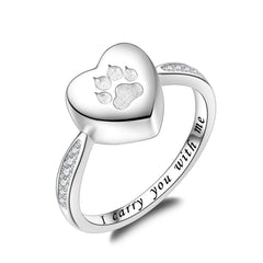 Fookduoduo 925 silver paw print urn ring—close-up of durable finish for daily remembrance