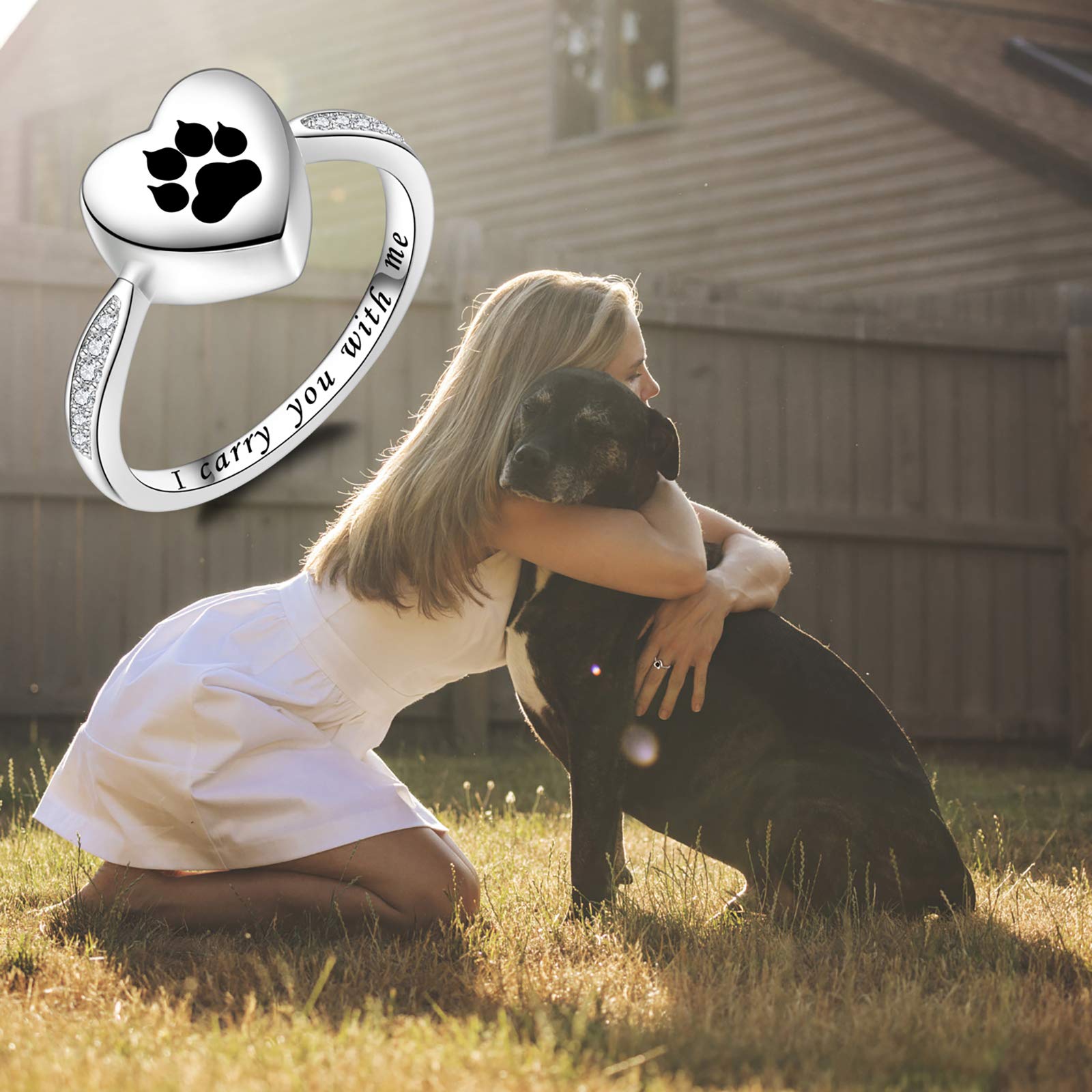 Fookduoduo carry-you-with-me urn ring on finger, intimate reminder of beloved pet