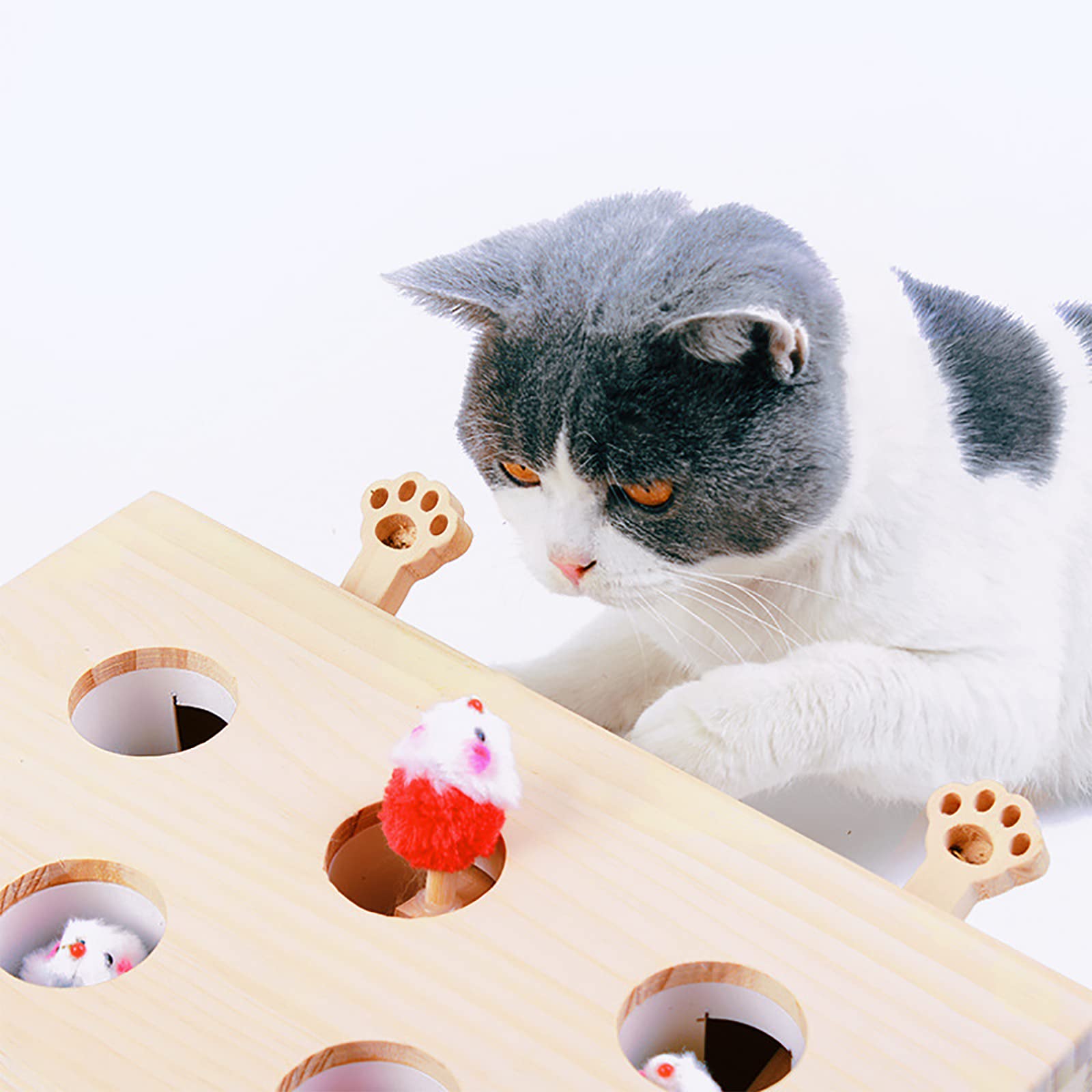 FOOPOMARY wooden cat toy indoor exercise promotes activity and bonding