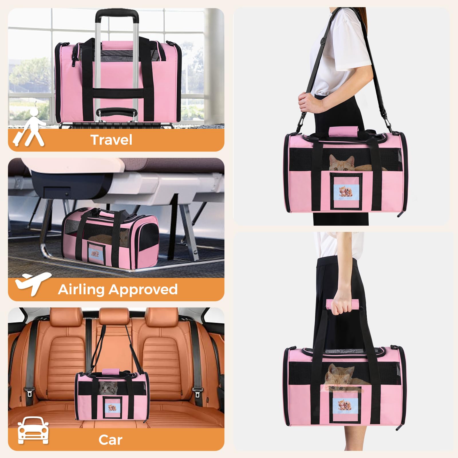 FOORLON Cat Carrier includes detachable food bowl for on the go meals