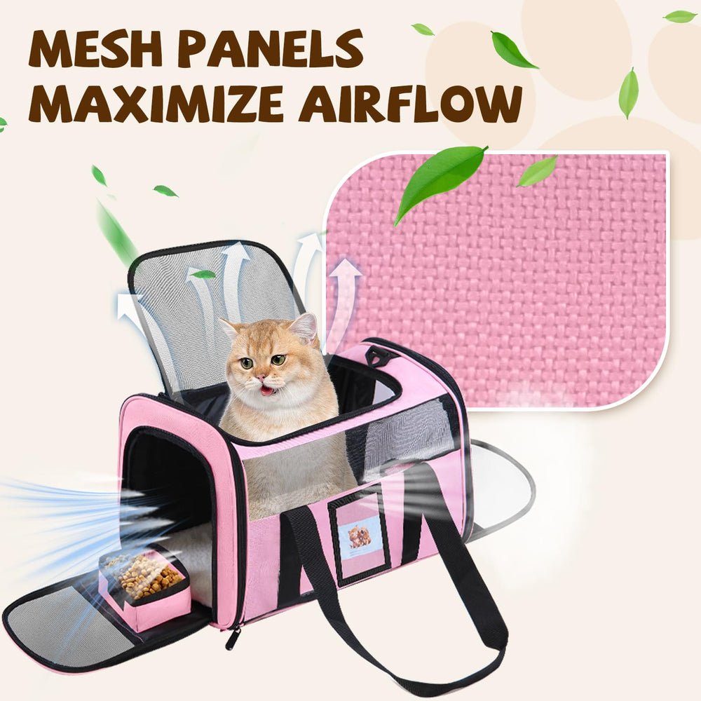 FOORLON Cat Carrier secure lockable zippers prevent escapes during transit