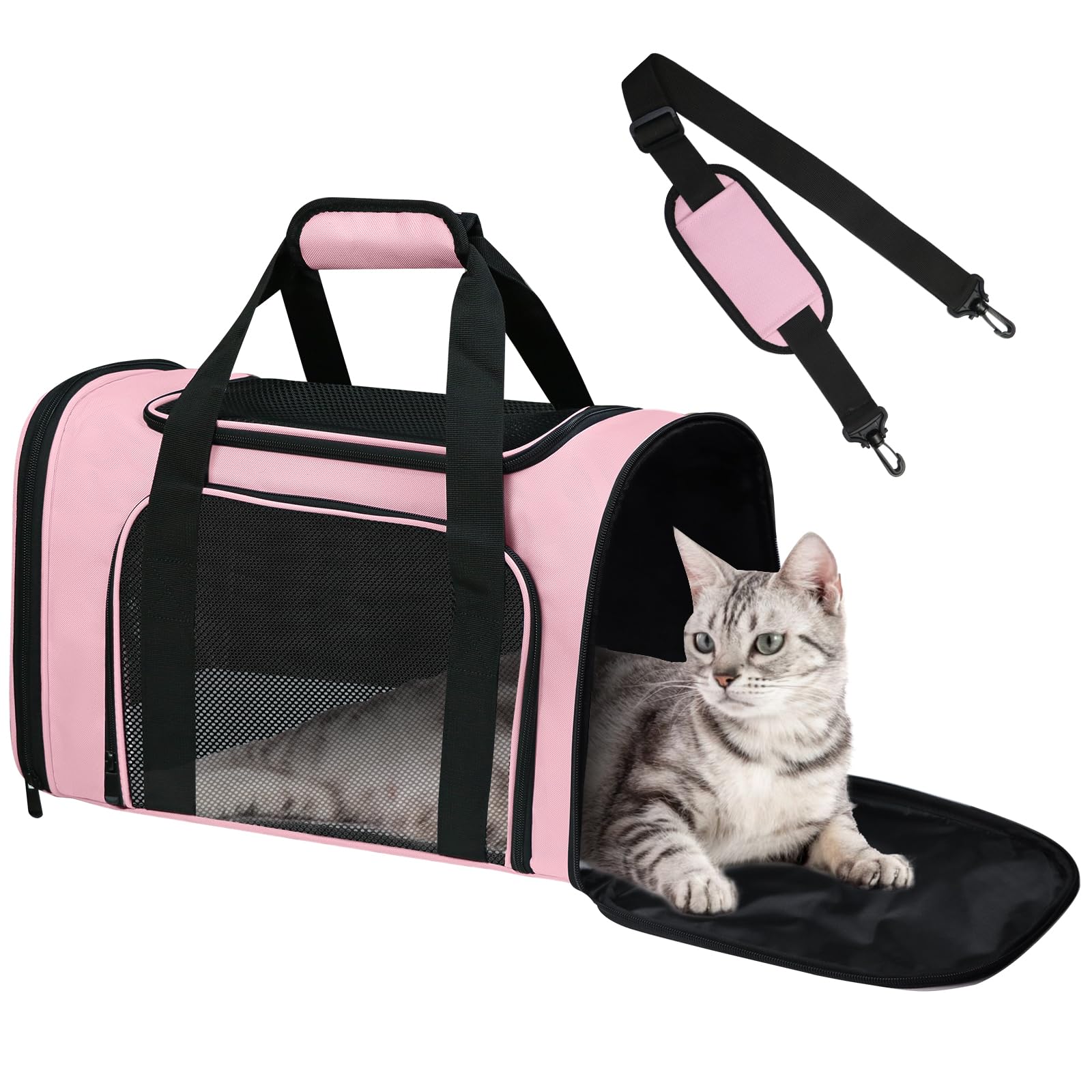 FOORLON Cat Carrier Soft under-seat layout for airline travel and in-cabin comfort.