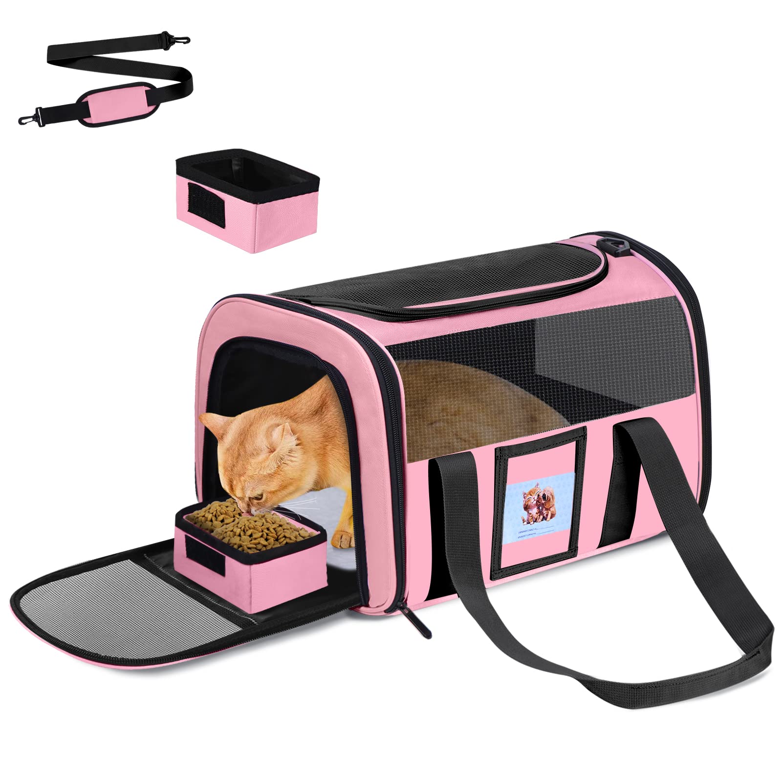 FOORLON Cat Carrier spacious design supports comfortable travel for pets up to 25 lbs