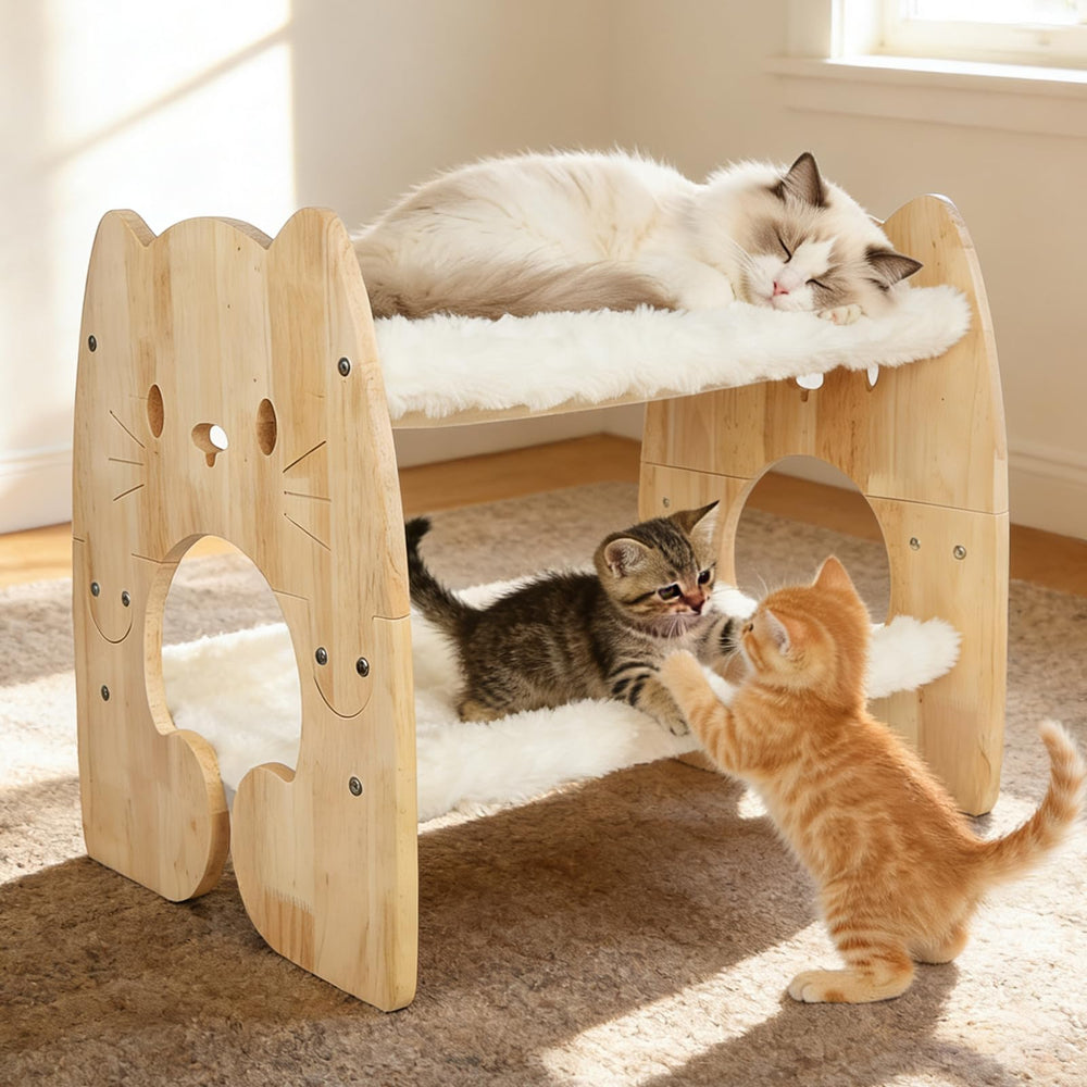 Fopeat extra-large cat bed with two-layer design for multi-cat lounging