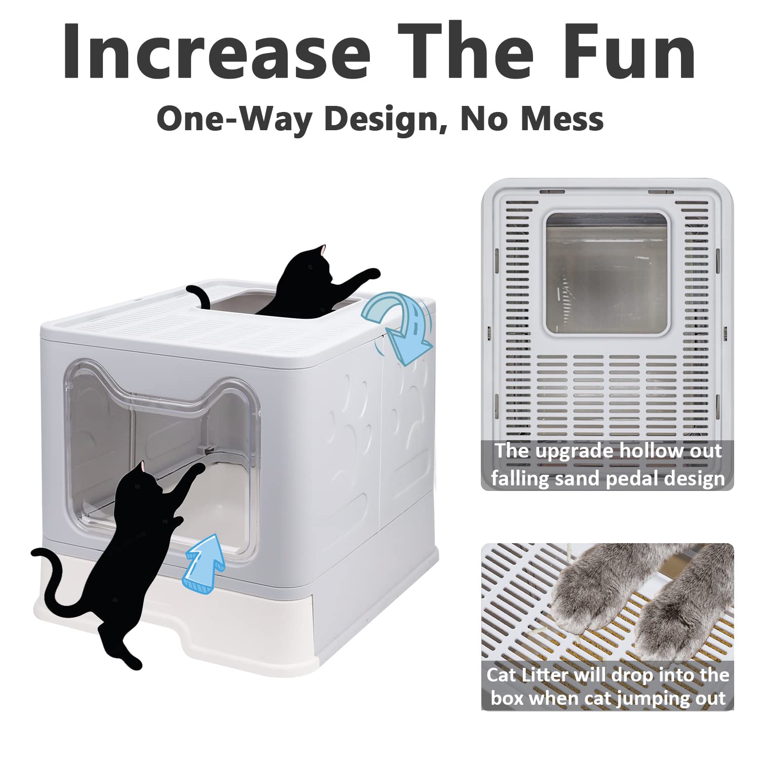 Fophop cat litter box with enclosed design keeps odors contained and pets secure.