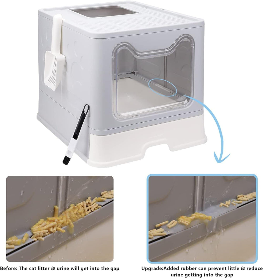 Fophop foldable litter box offers a private-space interior for comfortable cat use.