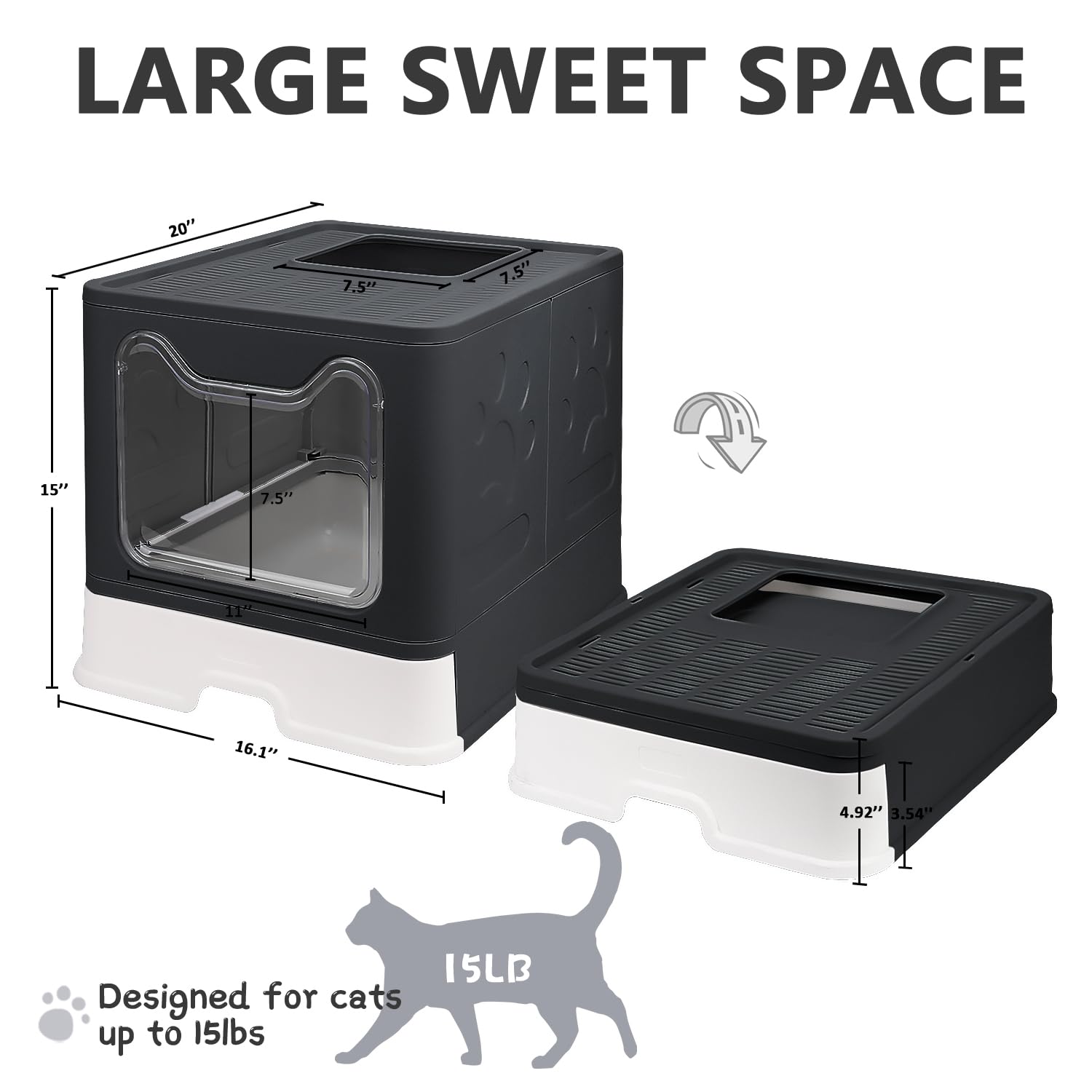 Fophop enclosed potty with top-entry design reduces litter splash for cats