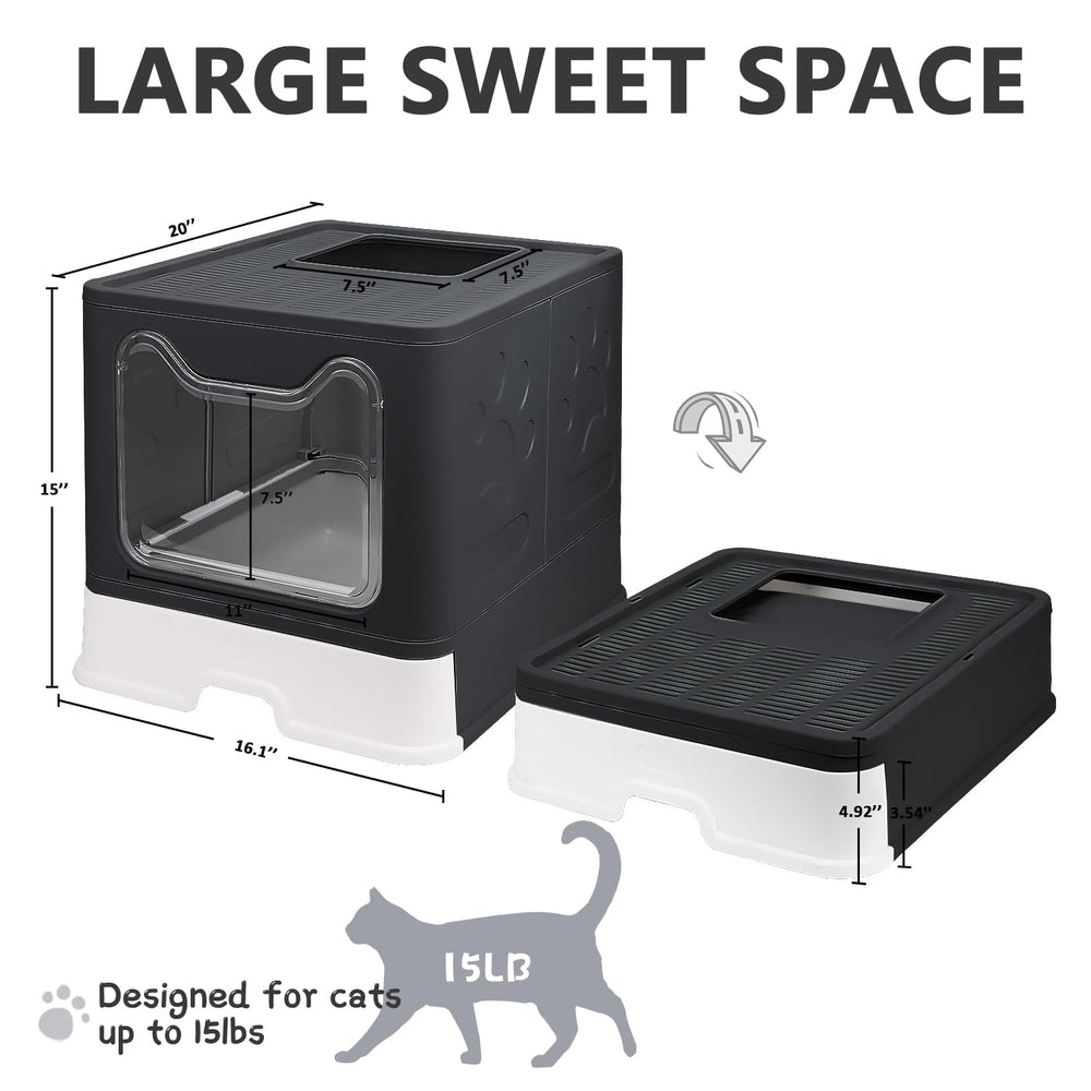 Fophop enclosed potty with top-entry design reduces litter splash for cats
