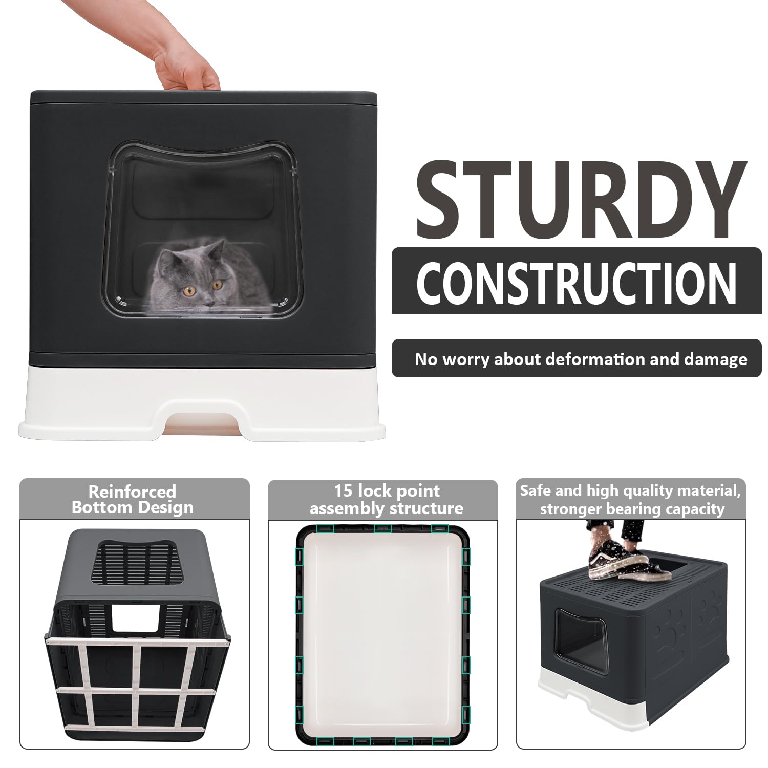 Fophop litter box built with PS and PP materials—safe, durable for daily use.