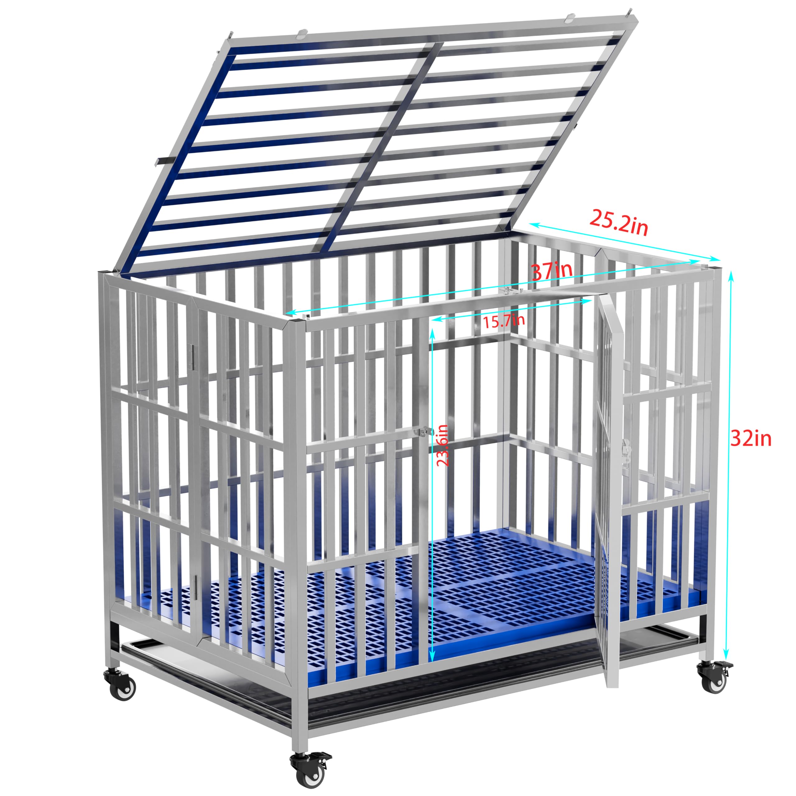 FoQualy collapsible dog crate folded storage demonstrates compact space saving.