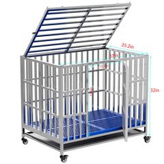 FoQualy collapsible dog crate folded storage demonstrates compact space saving.