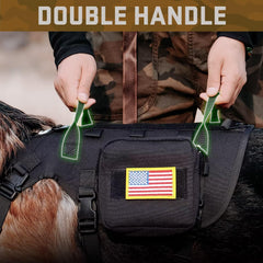 Forestpaw tactical harness with MOLLE backpacks adds versatile pockets for treats and gear.
