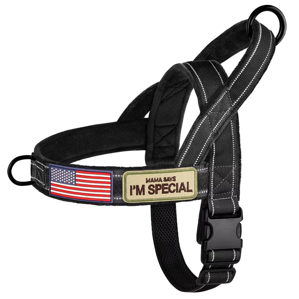 Forestpaw no-pull harness with large handle black for secure control.