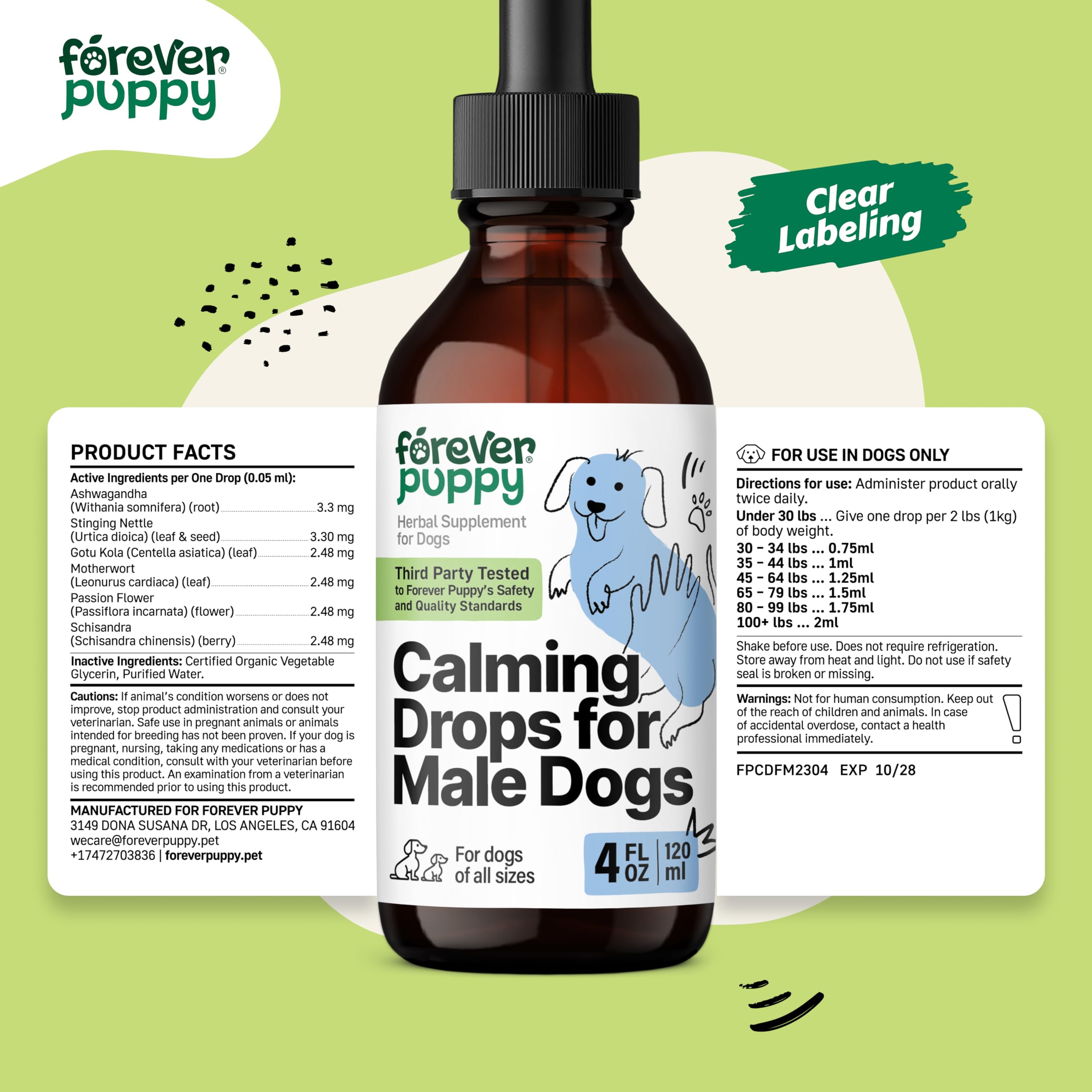 Forever Puppy Calming Drops create a relaxed dog scene after use