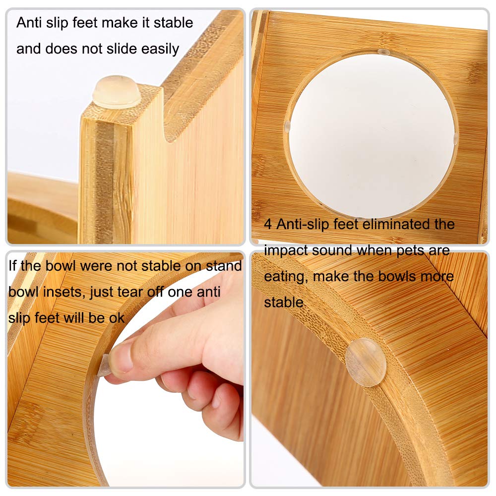 FOREYY bamboo stand anti-slip feet provide sturdy, quiet meals and floor protection.