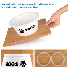 FOREYY cat bowl with anti-slip band keeps bowls in place