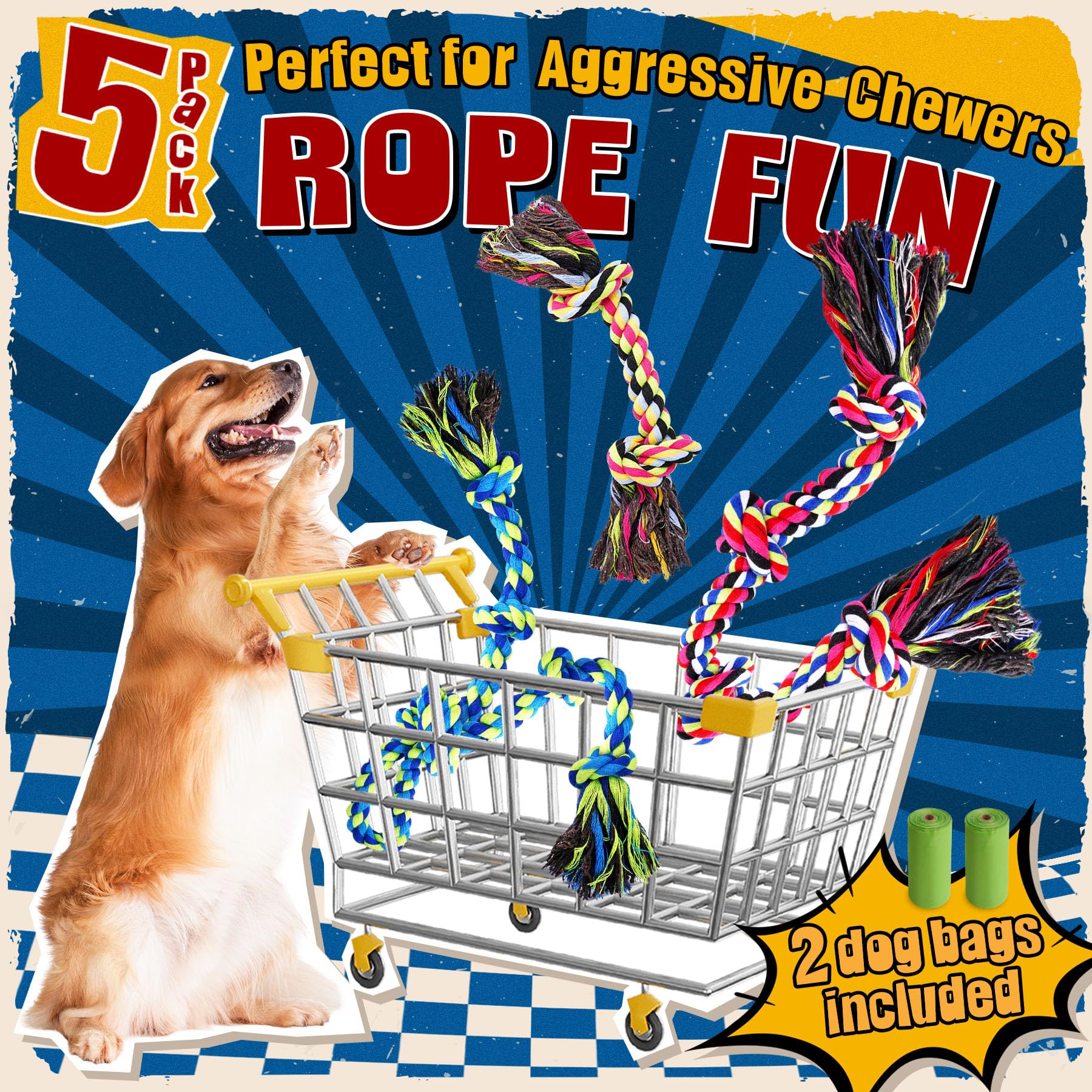 Forfon tough rope toy handles provide easy grip during tug