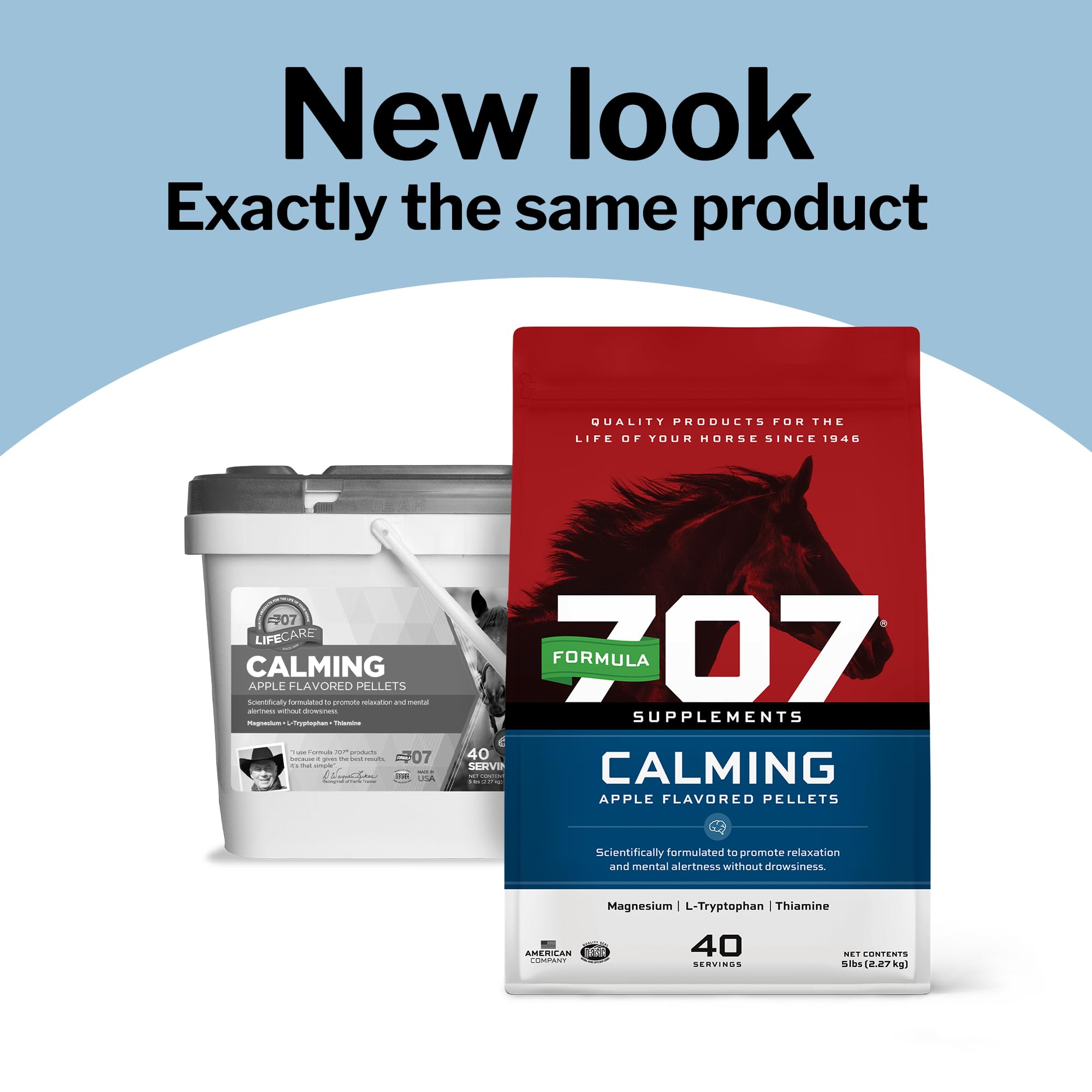 Formula 707 Calming 5lb bag highlights ready-to-use support before competition.