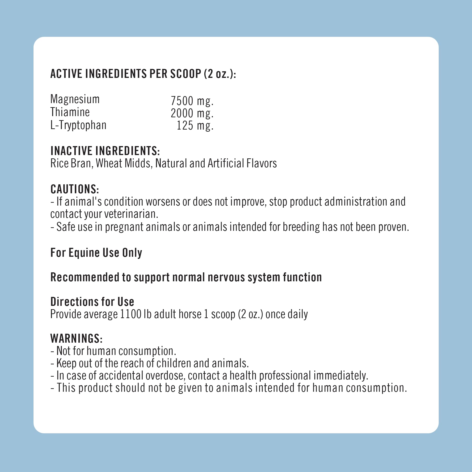 Formula 707 Calming Equine supplement texture close-up ready-to-use powder.
