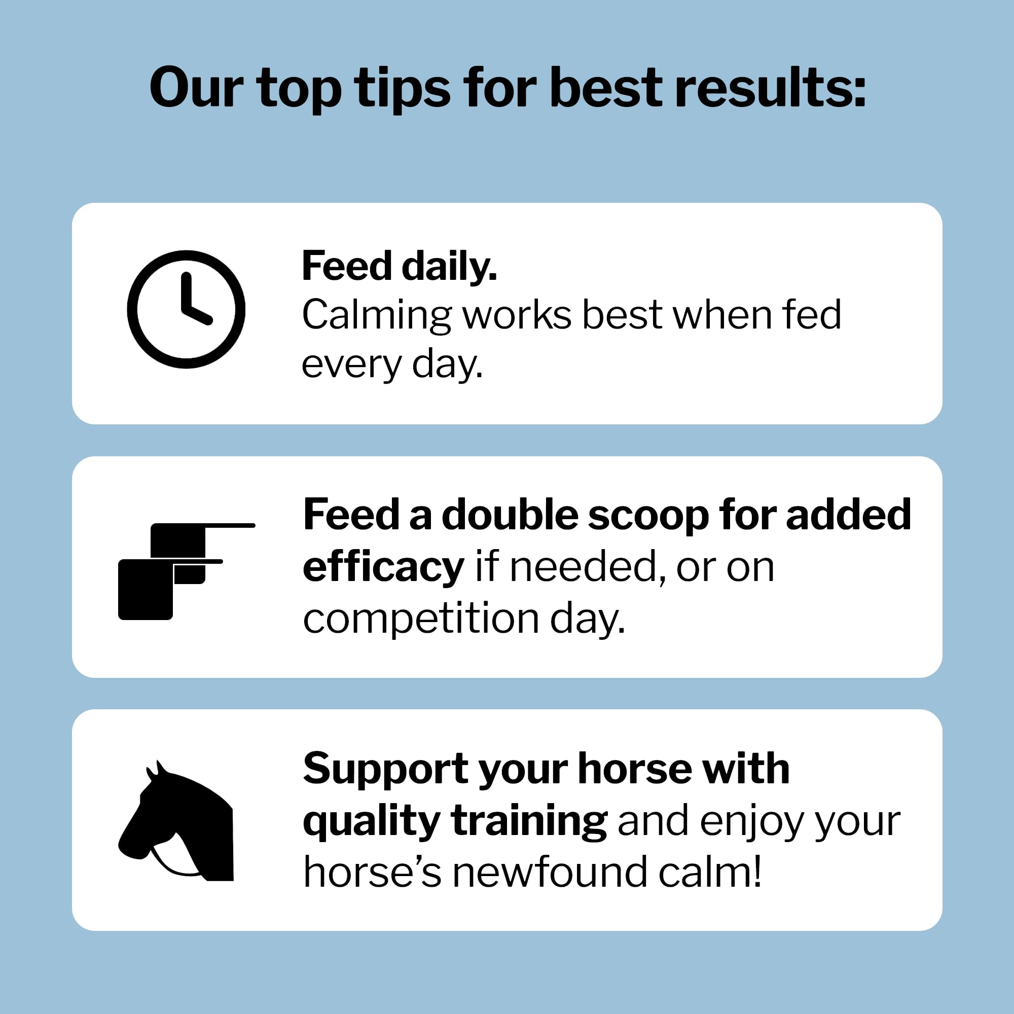 Formula 707 Calming training-ready bottle with calm horse in background.