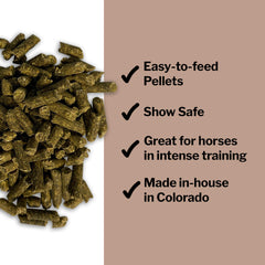 Formula 707 MuscleMx scoop ready to mix into daily horse feed.