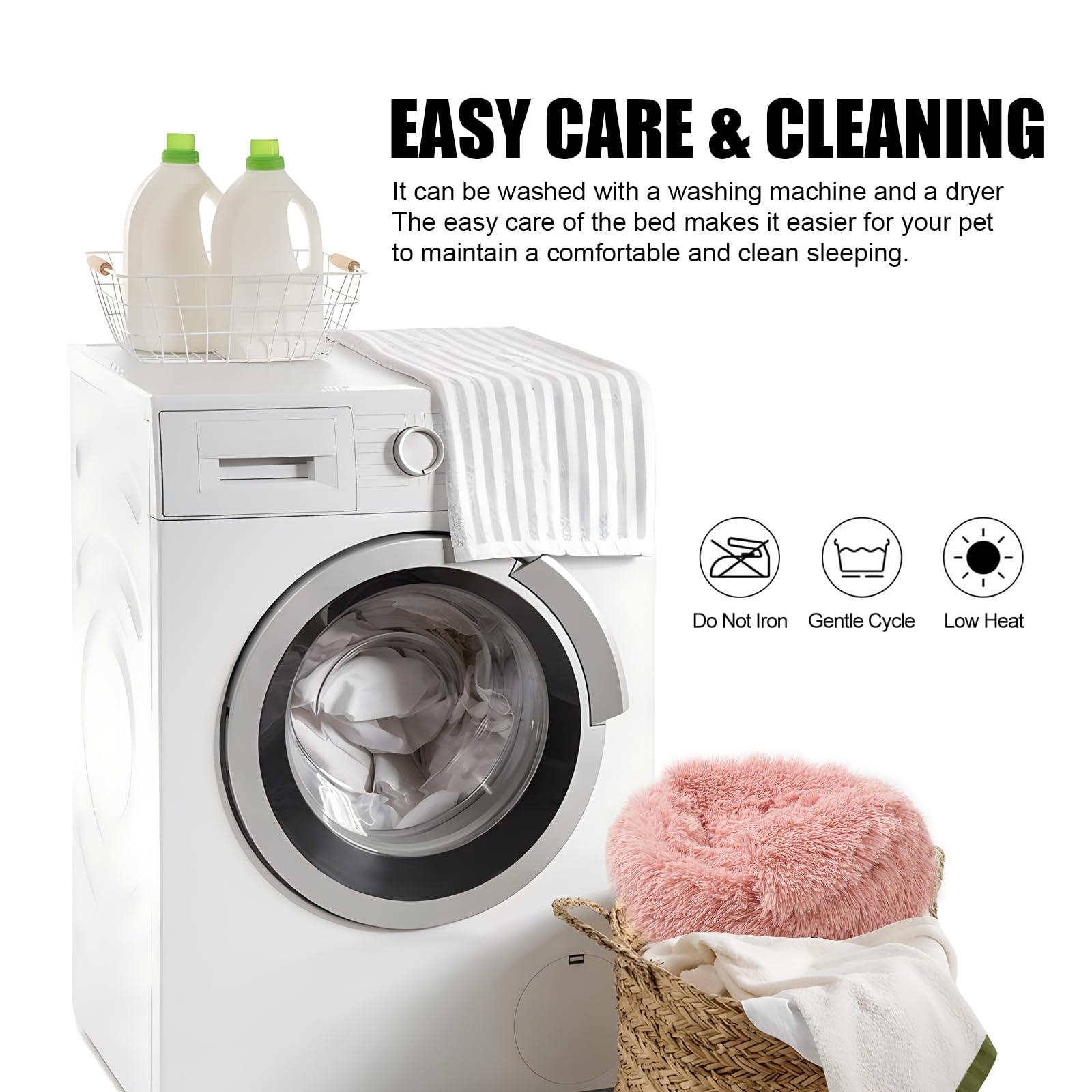 FORMYCATIE cat bed leather pink anti-slip bottom keeps bed secure during play.