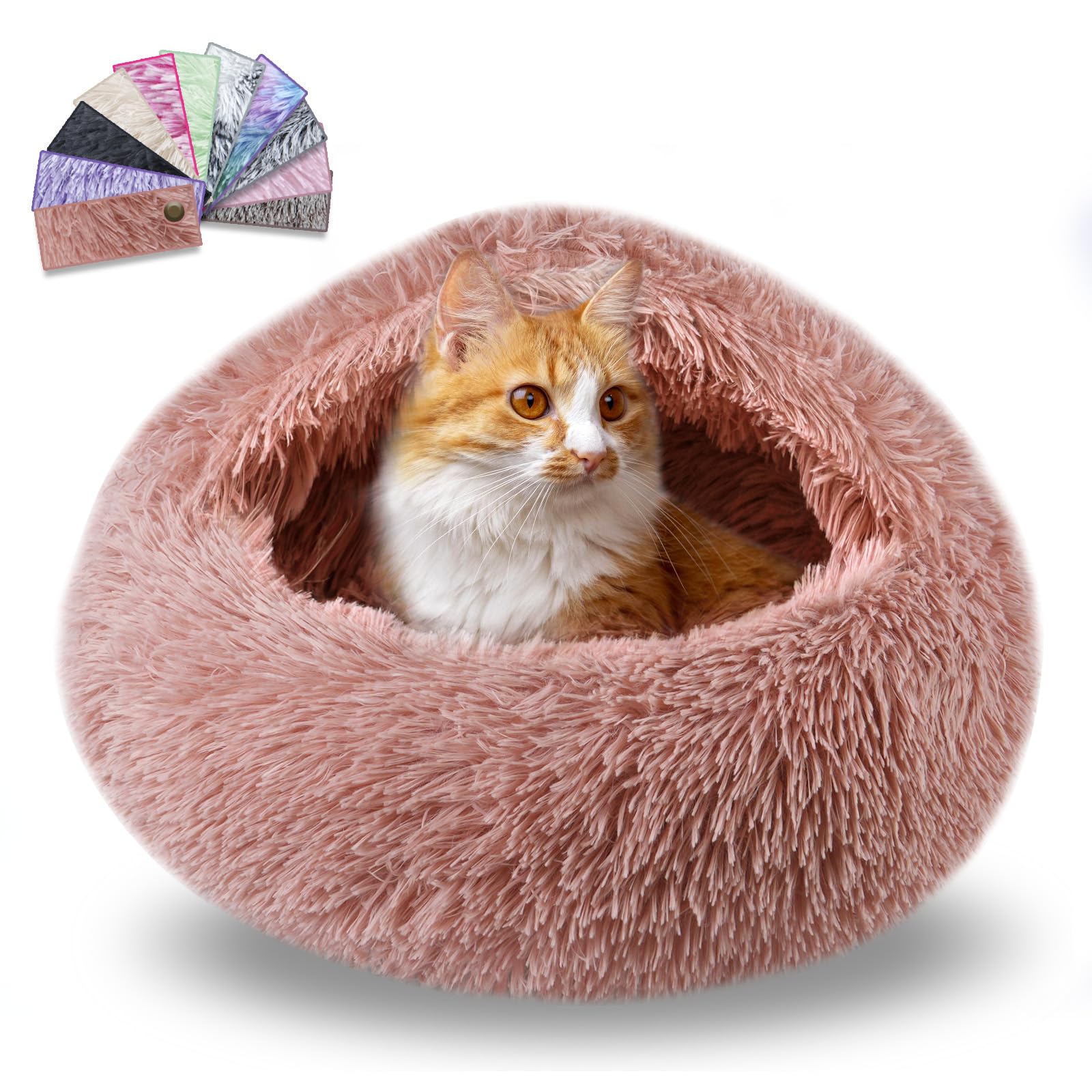 FORMYCATIE cat bed leather pink front view provides a cozy nesting spot for naps.
