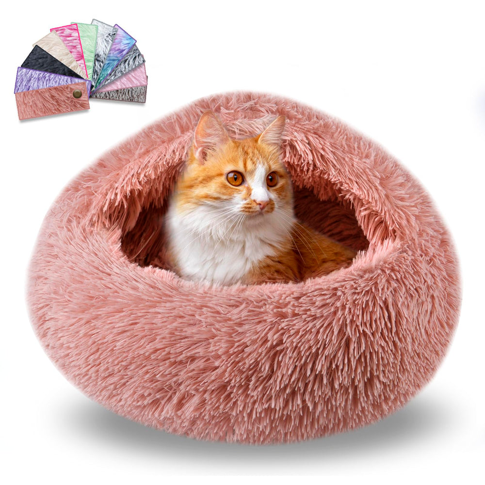 FORMYCATIE cat bed leather pink front view provides a cozy nesting spot for naps.